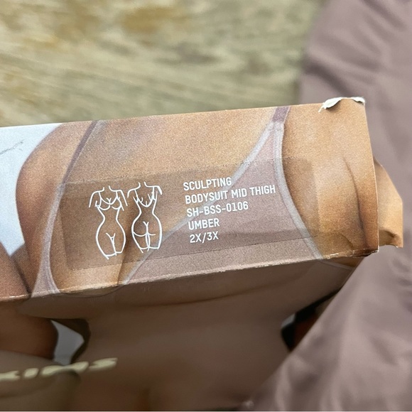 Skims Seamless Sculpting Mid Thigh Shapewear Bodysuit Plus Size 2X/3X in Umber - Picture 8 of 9